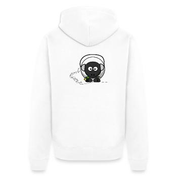 Lustiges Schaf mit Kopfhörer - Unisex Premium Bio Zip Hoodie - Weiß - Hinten - Thijin (182cm)