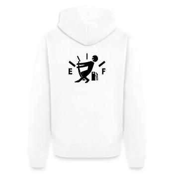 Tankanzeige Leer - Unisex Premium Bio Zip Hoodie - Weiß - Hinten - Thijin (182cm)