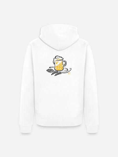 Beer Beer Mug Hops Wheat - Unisex Premium Organic Zip Hoodie - white