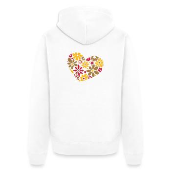 Großes Flower Power Herz, bunt - Unisex Premium Bio Zip Hoodie - Weiß - Hinten - Thijin (182cm)