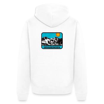 Graubünden Panorama Sonnenrand - Unisex Premium Bio Zip Hoodie - Weiß - Hinten - Thijin (182cm)