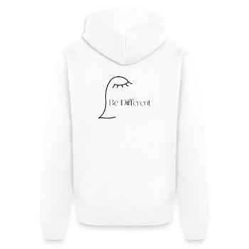 Anders sein als andere - Unisex Premium Bio Zip Hoodie - Weiß - Hinten - Thijin (182cm)