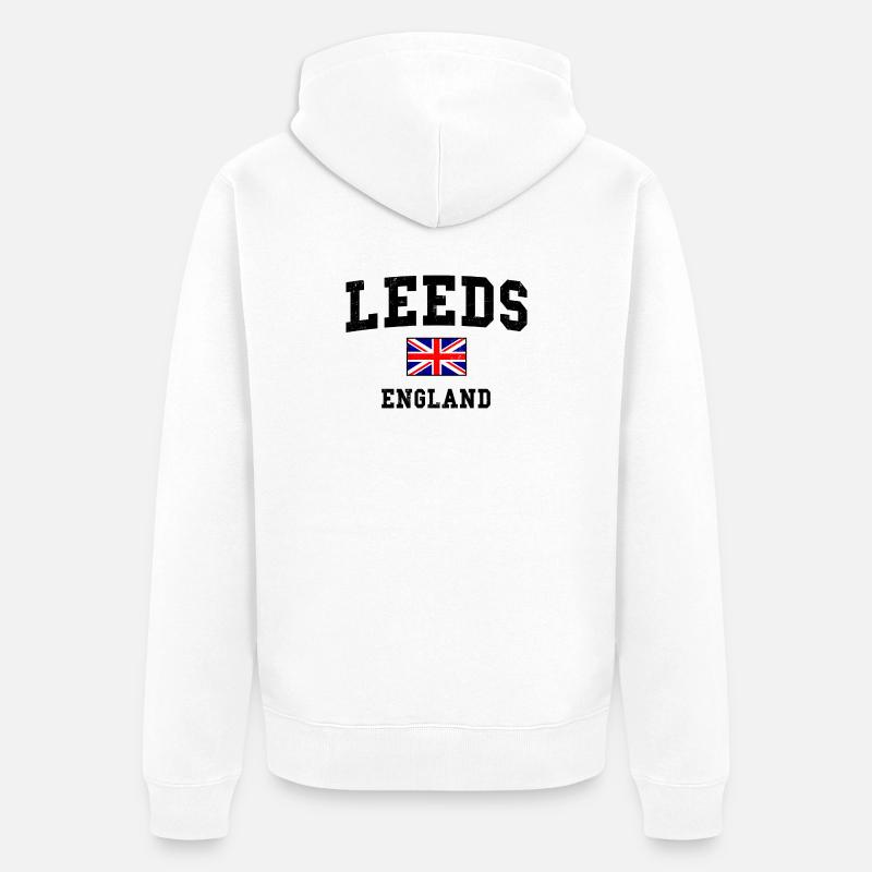 Conception du drapeau de Leeds, Angleterre - Veste à capuche bio Premium Unisexe - blanc