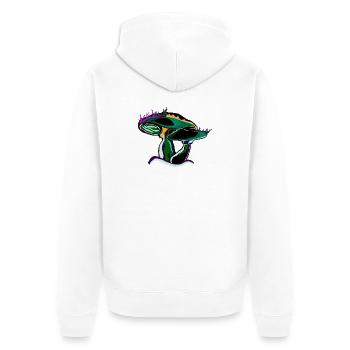 Psychedelische Pilzskizze Neonfuchsia - Unisex Premium Bio Zip Hoodie - Weiß - Hinten - Thijin (182cm)