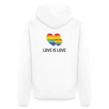Mois de la fierté LGBT - Love is Love - Veste à capuche bio Premium Unisexe - blanc - Dos - Thijin (182cm)