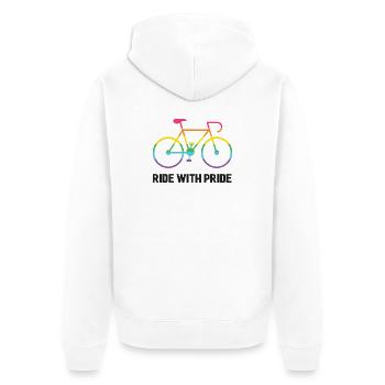 LGBTQ-Radfahrer - Fahre mit Stolz - Unisex Premium Bio Zip Hoodie - Weiß - Hinten - Thijin (182cm)