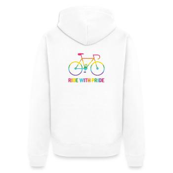 LGBTQ-Radfahrer - Fahre mit Stolz - Unisex Premium Bio Zip Hoodie - Weiß - Hinten - Thijin (182cm)