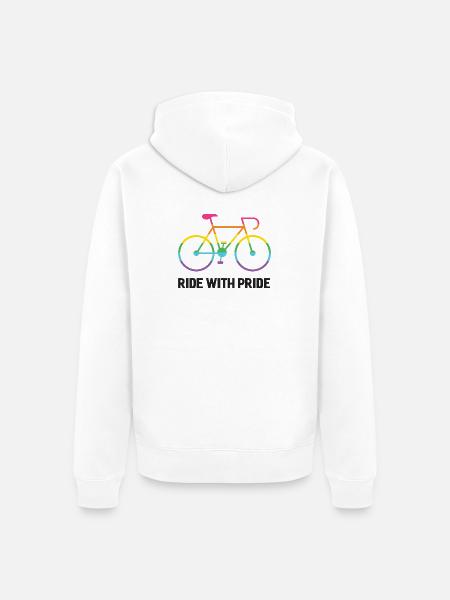LGBTQ-Radfahrer - Fahre mit Stolz - Unisex Premium Bio Zip Hoodie - Weiß