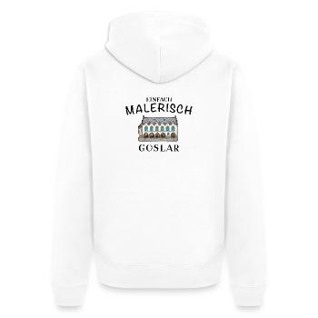 Goslar im Harz, Historisches Rathaus - Unisex Premium Bio Zip Hoodie - Weiß - Hinten - Thijin (182cm)