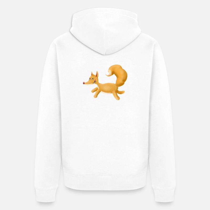 Renard jaune en fuite - Veste à capuche bio Premium Unisexe - blanc