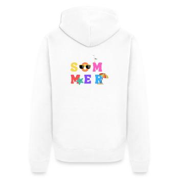 Sommer - Summer - Sommerliebe - Sonne - Sun - Unisex Premium Bio Zip Hoodie - Weiß - Hinten - Thijin (182cm)