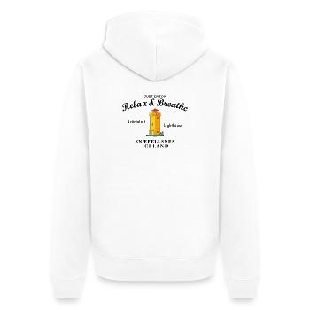 Phare d’Islande Svörtuloft, Relax - Veste à capuche bio Premium Unisexe - blanc - Dos - Thijin (182cm)