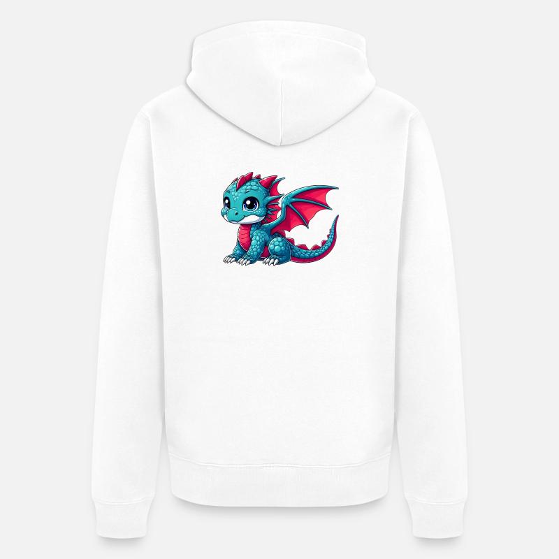 Drache - Unisex Premium Bio Zip Hoodie - Weiß