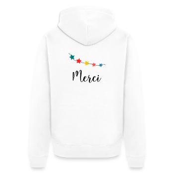 MERCI. MAÎTRESSE. MAÎTRE. MERCI MAÎTRESSE - Veste à capuche bio Premium Unisexe - blanc - Dos - Thijin (182cm)