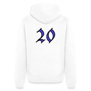 20. 20 ANS. 20e ANNIVERSAIRE. ANNIVERSAIRE 20 ANS. - Veste à capuche bio Premium Unisexe - blanc - Dos - Thijin (182cm)