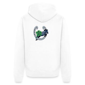 Cheval avec Chance et Trèfle Vert - Veste à capuche bio Premium Unisexe - blanc - Dos - Thijin (182cm)
