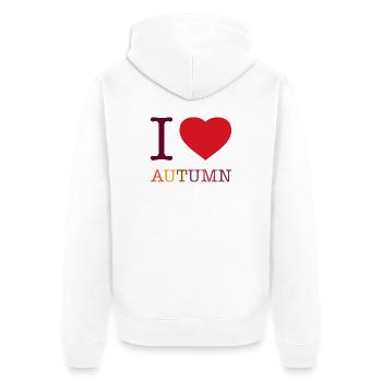I LOVE AUTUMN - Unisex Premium Bio Zip Hoodie - Weiß - Hinten - Thijin (182cm)