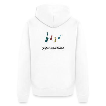 1. 1 Jahr. 1. JUBILÄUM. 1-JÄHRIGES JUBILÄUM - Unisex Premium Bio Zip Hoodie - Weiß - Hinten - Thijin (182cm)
