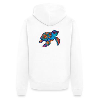 Colorful flower animal turtle with sunglasses - Unisex Premium Organic Zip Hoodie - white - Back - Thijin (182cm)