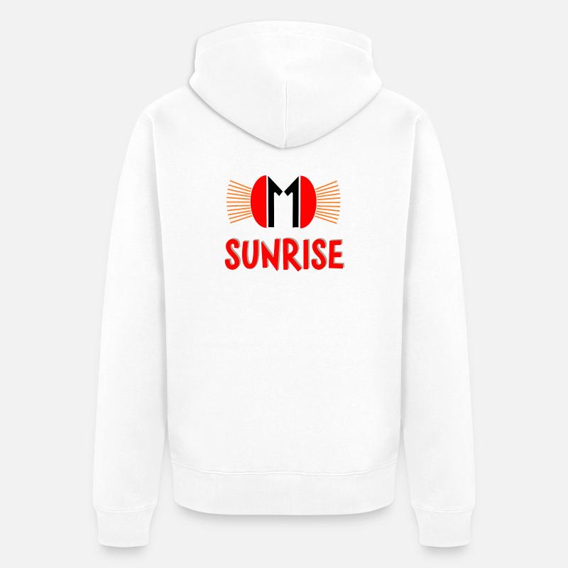 Conception du logo Sunrise Bold - Veste à capuche bio Premium Unisexe - blanc