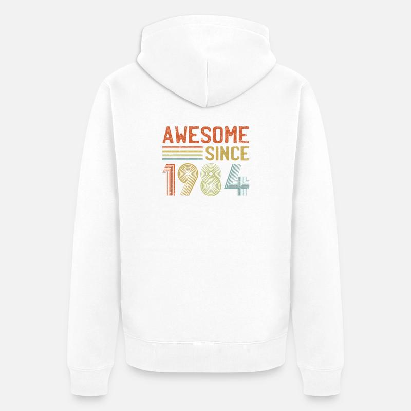 Conception de logo d’anniversaire d’année rétro - Veste à capuche bio Premium Unisexe - blanc