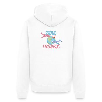 Time to Travel - Unisex Premium Bio Zip Hoodie - Weiß - Hinten - Thijin (182cm)