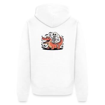 Skeleton Rider on Red Crocodile - Unisex Premium Organic Zip Hoodie - white - Back - Thijin (182cm)