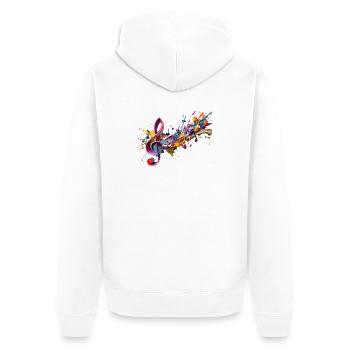 Farbige Noten mit Notenschlüssel - Unisex Premium Bio Zip Hoodie - Weiß - Hinten - Thijin (182cm)