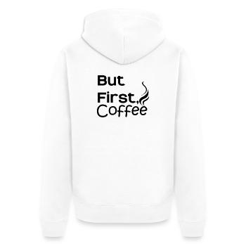 But first Coffee - Unisex Premium Bio Zip Hoodie - Weiß - Hinten - Thijin (182cm)