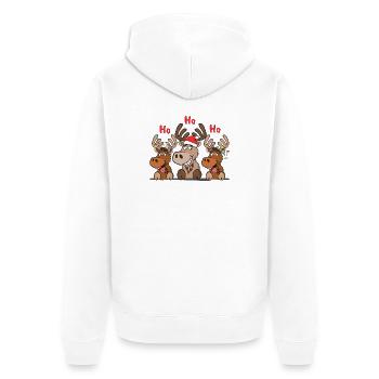 Coole Rentiere Trio Ho Ho Ho Weihnachten - Unisex Premium Bio Zip Hoodie - Weiß - Hinten - Thijin (182cm)