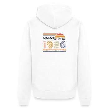 Fabulous 1986 – Limited Edition Design - Unisex Premium Bio Zip Hoodie - Weiß - Hinten - Thijin (182cm)