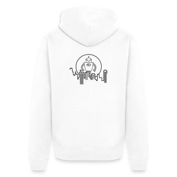 Stadt Silhouette Roboter: KI trifft Urbanes Design - Unisex Premium Bio Zip Hoodie - Weiß - Hinten - Thijin (182cm)