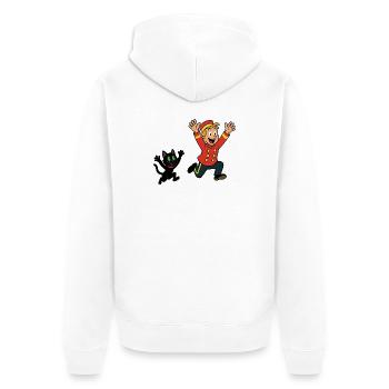 Franky & Meeko running happy - Unisex Premium Organic Zip Hoodie - white - Back - Thijin (182cm)