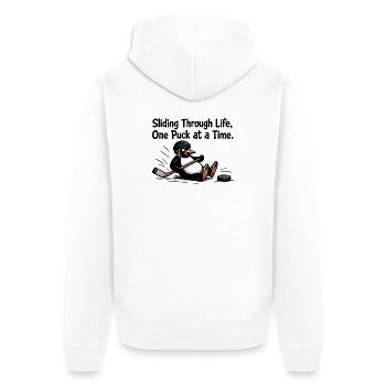 Pinguin Eishockey Freizeitliga Sport Hobby - Veste à capuche bio Premium Unisexe - blanc - Dos - Thijin (182cm)