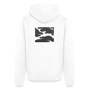 Gray Seigaiha – Japanese Wave Pattern  - Unisex Premium Organic Zip Hoodie - white - Back - Thijin (182cm)