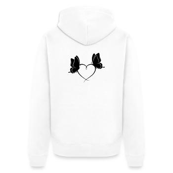 Cœur des papillons – Design amour & liberté - Veste à capuche bio Premium Unisexe - blanc - Dos - Thijin (182cm)
