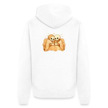 Couple squelette douillet sur un canapé – Chaleur et proximité - Veste à capuche bio Premium Unisexe - blanc - Dos - Thijin (182cm)