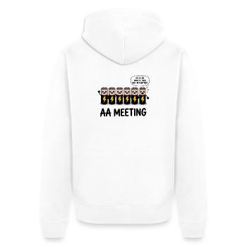 AA Meeting - Funny Anonymous Alcoholics T-Shirt - Unisex Premium Organic Zip Hoodie - white - Back - Thijin (182cm)