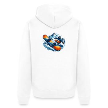 Snowboarder in Action – Winter Sport Design - Unisex Premium Bio Zip Hoodie - Weiß - Hinten - Thijin (182cm)