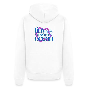 Tiny ripple in a stormy ocean (pink background) - Unisex Premium Organic Zip Hoodie - white - Back - Thijin (182cm)