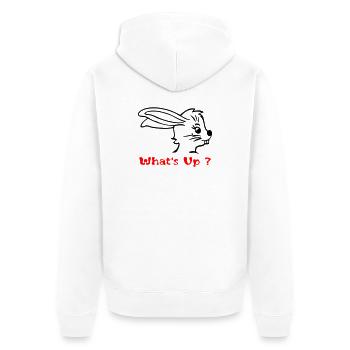 Hase im Osterstress - Unisex Premium Bio Zip Hoodie - Weiß - Hinten - Thijin (182cm)