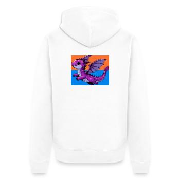 Drache - Unisex Premium Bio Zip Hoodie - Weiß - Hinten - Thijin (182cm)