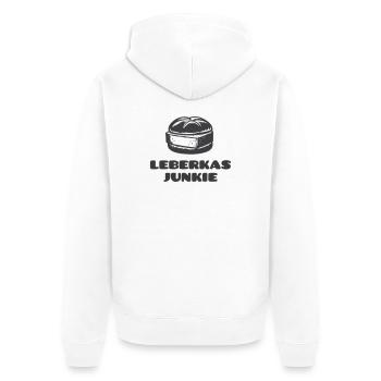 Leberkas Junkie - A dicke Scheim is Pflicht! - Unisex Premium Bio Zip Hoodie - Weiß - Hinten - Thijin (182cm)