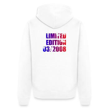 18e anniversaire Édition Limitée 03/2008 - Veste à capuche bio Premium Unisexe - blanc - Dos - Thijin (182cm)