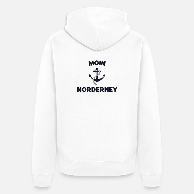 Moin Norderney – Conception d’ancres maritimes - Veste à capuche bio Premium Unisexe - blanc