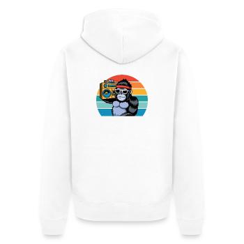 Ambiances rétro de jungle pour les fans de musique et de gorilla - Veste à capuche bio Premium Unisexe - blanc - Dos - Thijin (182cm)
