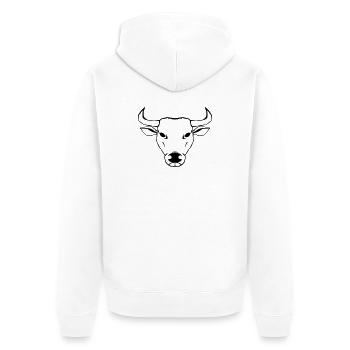 Ox Illustration - Unisex Premium Organic Zip Hoodie - white - Back - Thijin (182cm)