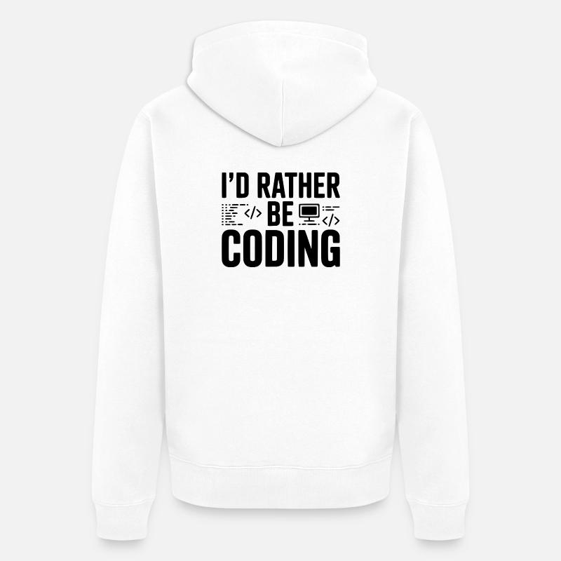 Je préfère coder - Veste à capuche bio Premium Unisexe - blanc