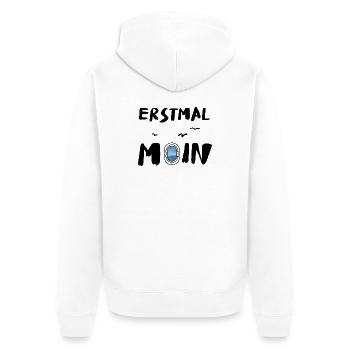 erstmal moin spruch norddeutsch platt - Unisex Premium Bio Zip Hoodie - Weiß - Hinten - Thijin (182cm)