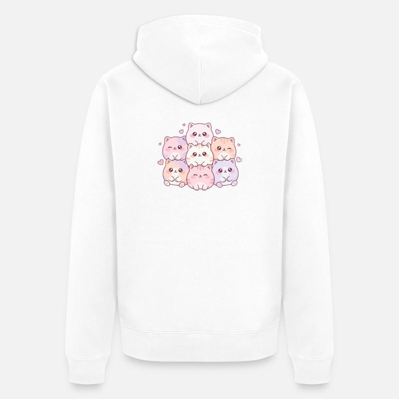 Pastel Kitten Cuddle Gang - Veste à capuche bio Premium Unisexe - blanc